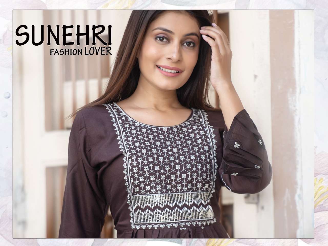 SUNEHRI BY S3FOREVER BRAND RAYON FANCY EMBROIDERY WORK KURTI WITH BOTTOM SHARARA WHOLESALER AND DEAL...