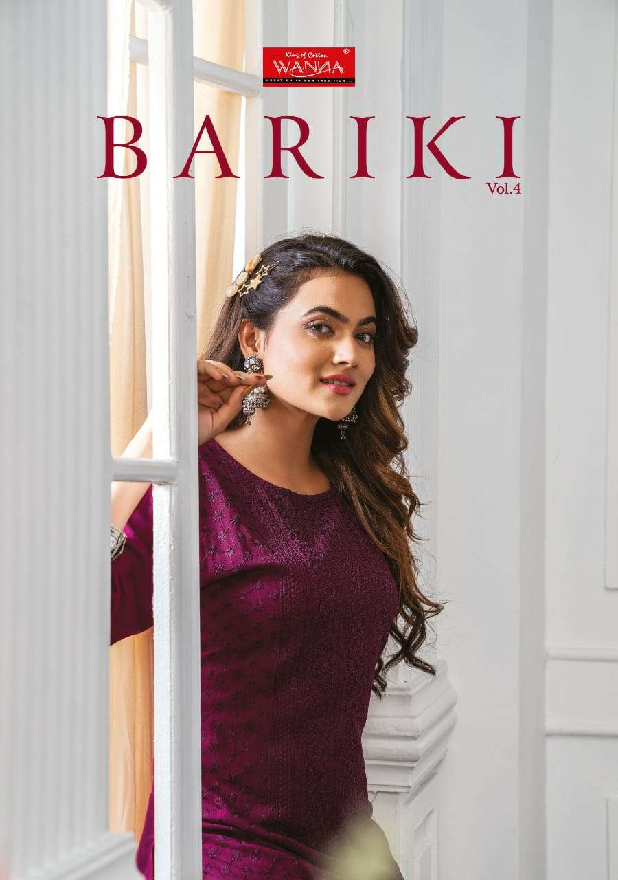 BARIKI 4 BY WANNA BRAND HEAVY RAYON CHICAN WORK KURTI WHOLESALER AND DEALER