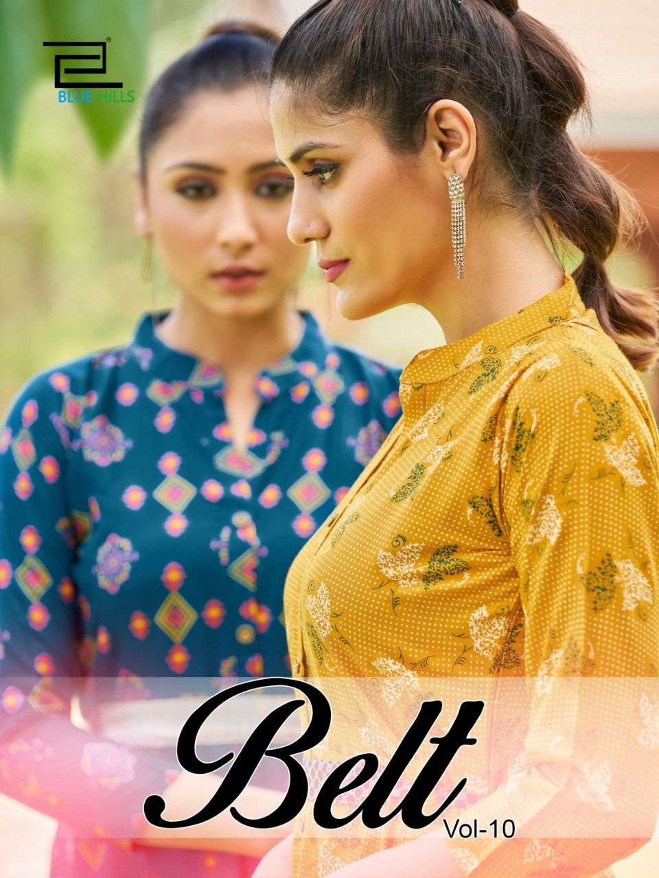 BELT VOL-10 BY BLUE HILLS BRAND 14KG RAYON WITH CLASSY PRINT SHORT MIDI STYLE KURTI WITH FANCY BELT ...