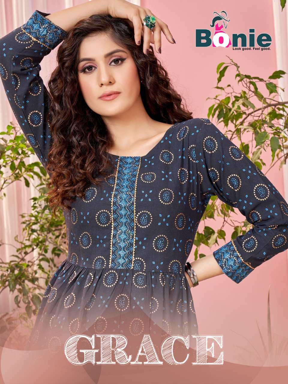 GRACE BY BONIE BRAND COTTON CLASSY PRINT WITH THREAD WORK FANCY SHORT TOP WHOLESALER AND DEALER