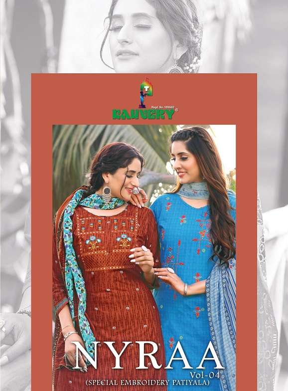 KAUVERY NYRA VOL 4 BY S3FOREVER BRAND PURE COTTON WITH SPECIAL EMBROIDERY WORK KURTI WITH PATIYALA A...