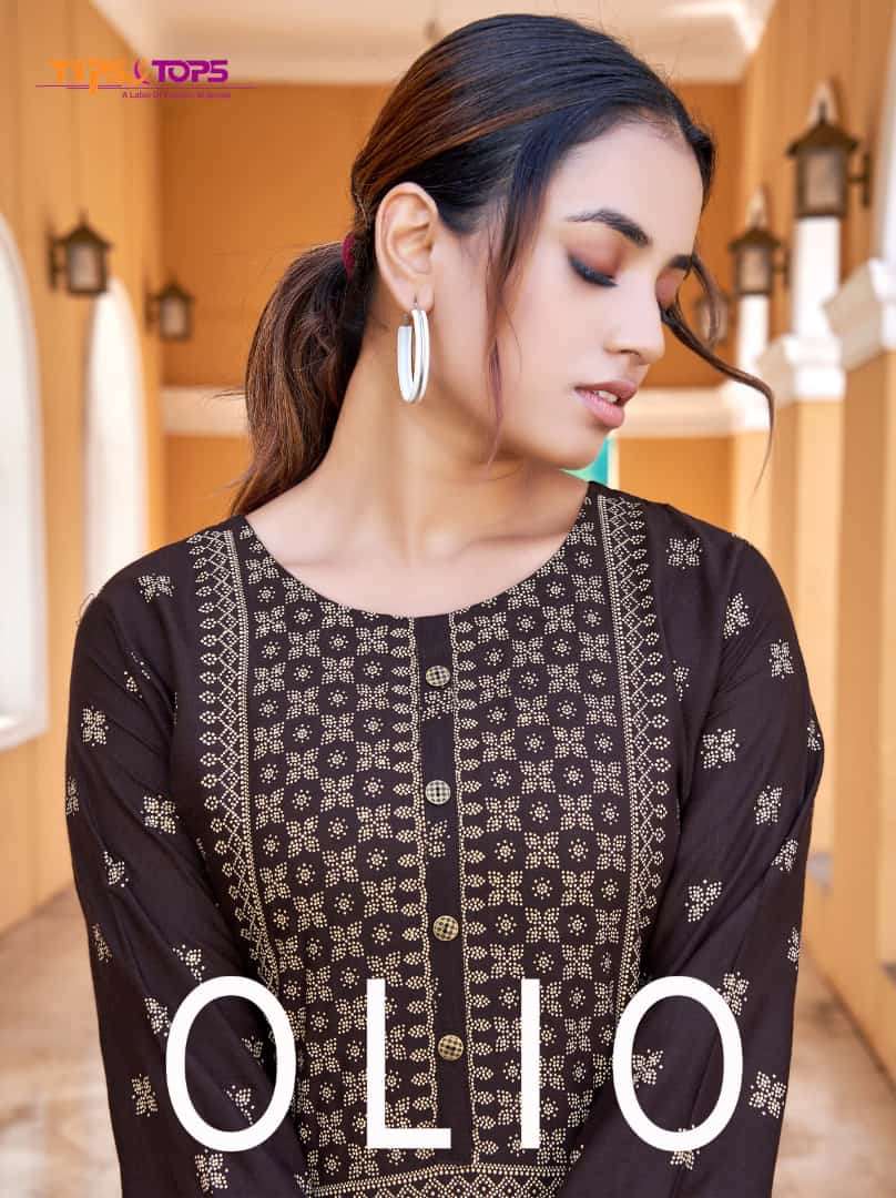 OLIO BY TIPS & TOPS BRAND HEAVY FANCY  RAYON SLUB PRINTED KURTI WITH BOTTOM GHARARA WHOLESALER AND D...