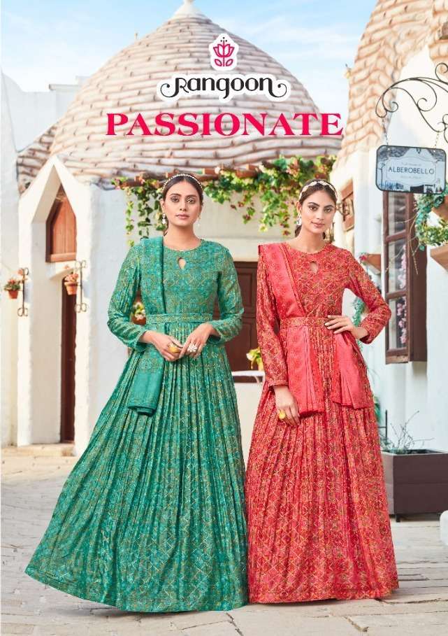 PASSIONATE BY RANGOON BRAND HEAVY CHINON DIGITAL PRINT WITH SEQUENCE WORK LONG GOWN KURTI AND CHINON...