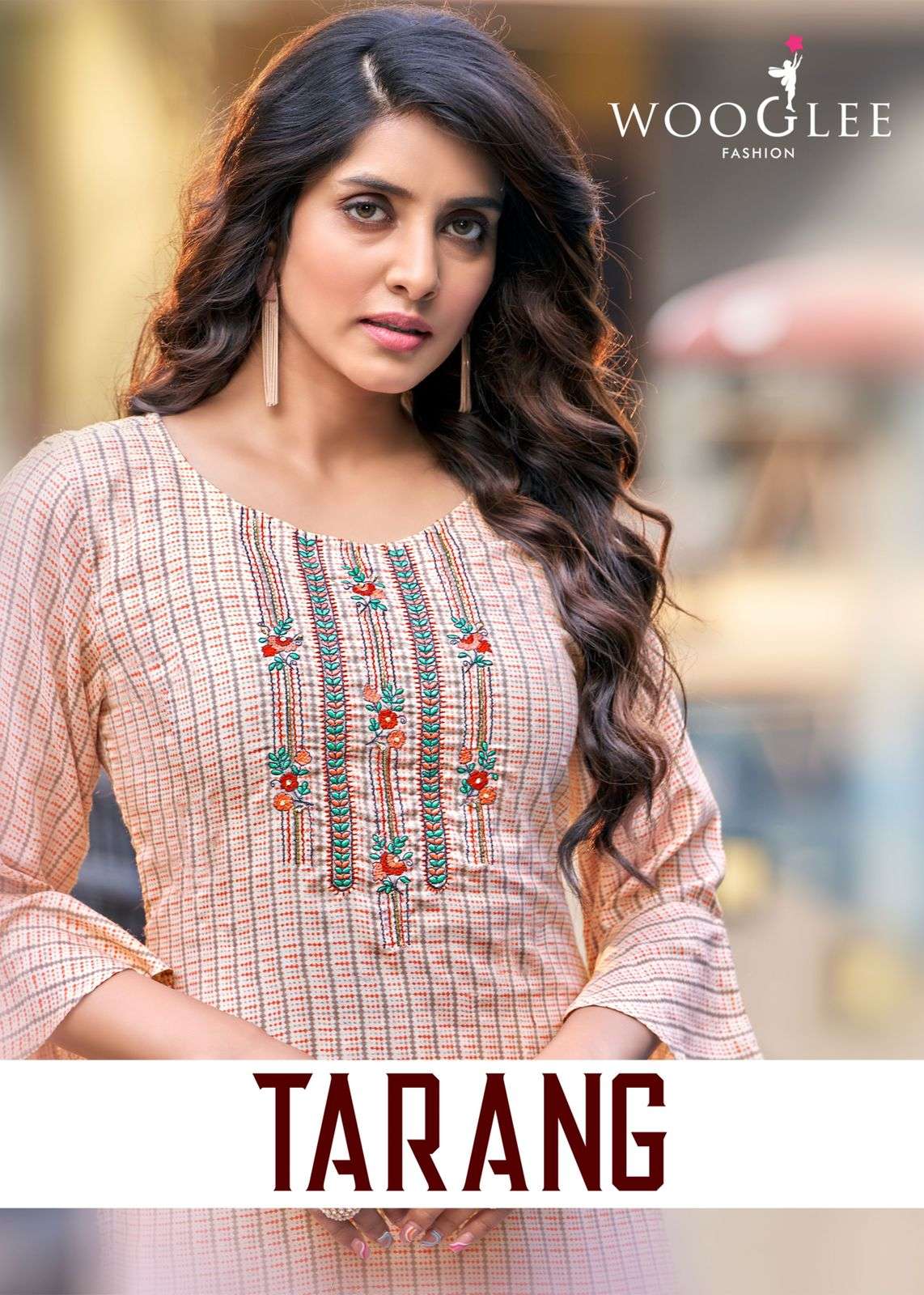 TARANG BY WOOGLEE BRAND HEAVY RAYON WITH CLASSY PRINT EMBROIDERY AND HANDWORK STRAIGHT KURTI WHOLESA...