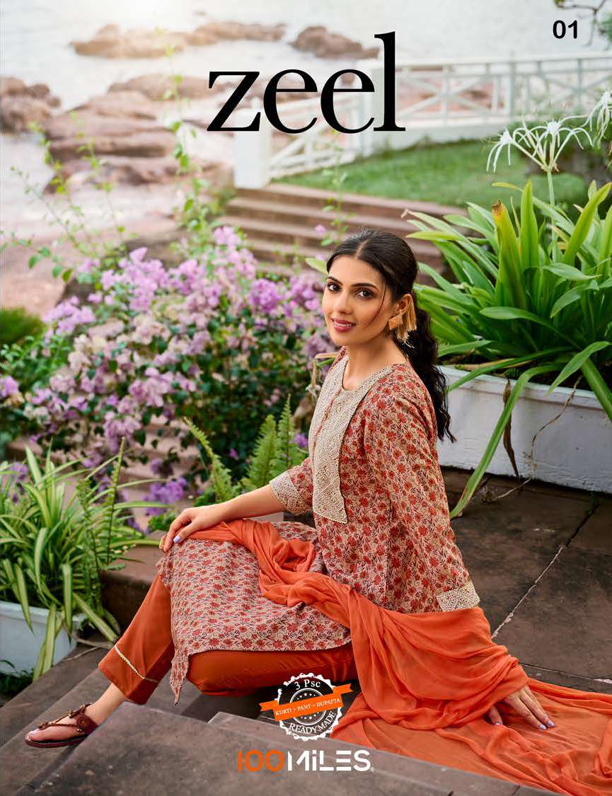 ZEEL BY 100MILES BRAND POLY CAMBRIC DIGITAL PRINT EMBROIDERY WORK KURTI WITH INNER WITH PANT AND FAN...