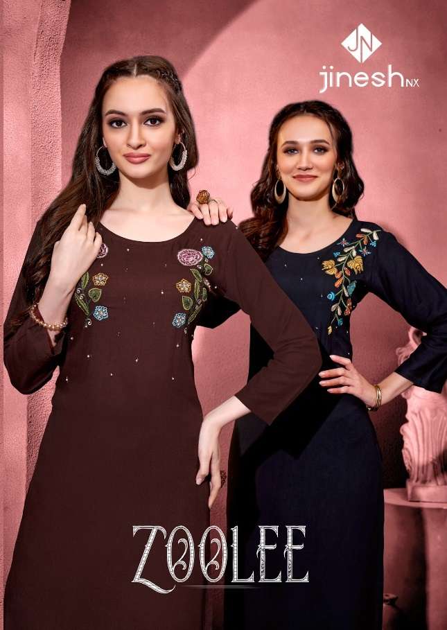 ZOOLEE BY JINESH NX BRAND HEAVY RAYON WITH FANCY HANDWORK STRAIGHT KURTI WITH RAYON PLAN SHARARA WHO...