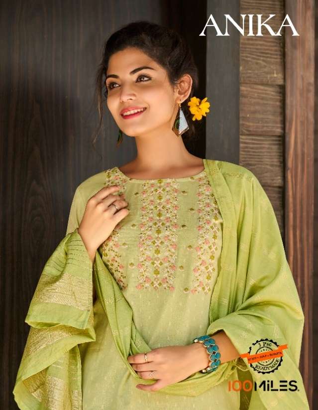 ANIKA BY 100 MILLS BRAND PURE COTTON JACQUARD BUTTI HEAVY EMBROIDERY WORK KURTI WITH COTTON INNER WI...