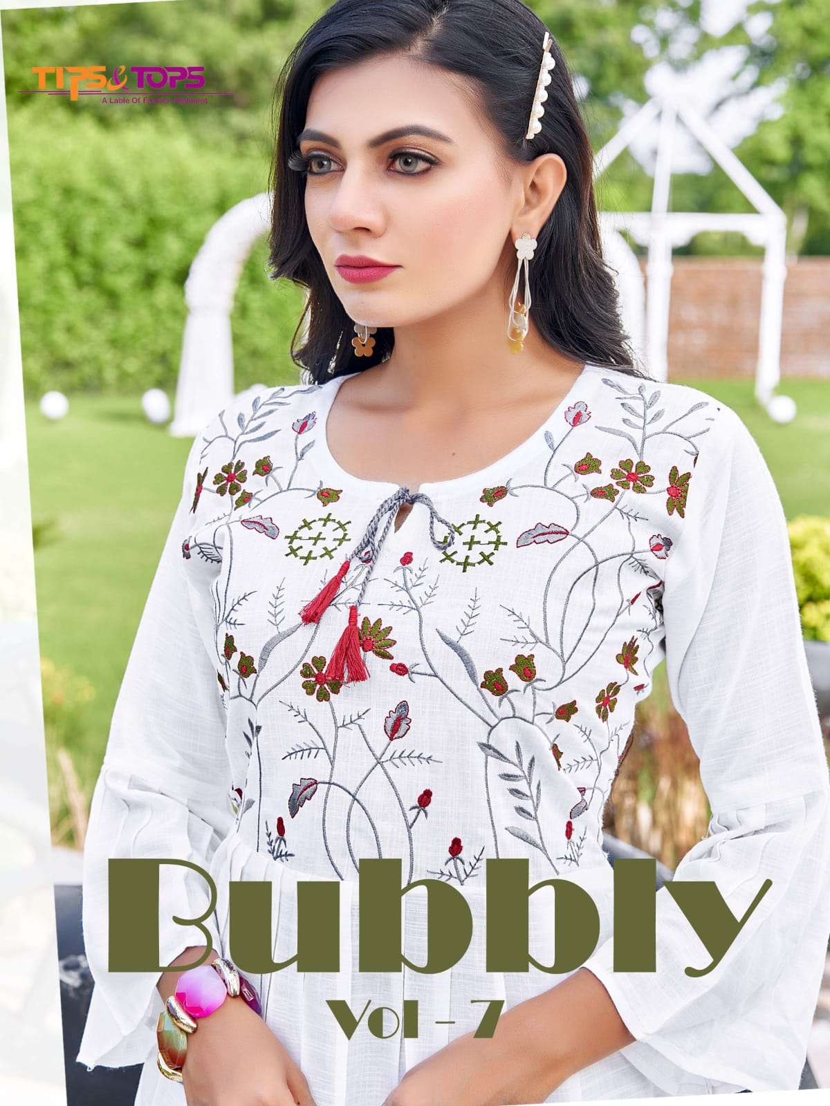 BUBBLY VOL 07 BY TIPS & TOPS BRAND HEAVY RAYON SLUB WITH EMBROIDERY WORK FANCY LONG TOP WHOLESALER A...