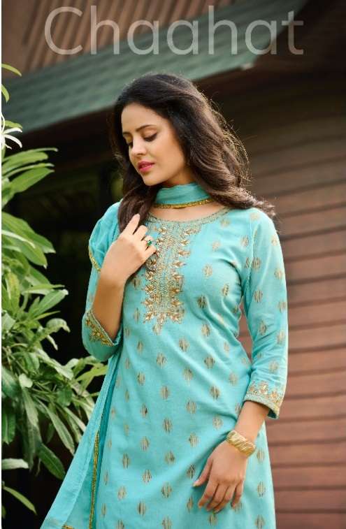 CHAAHAT BY 100 MILLS BRAND PURE COTTON JACQUARD BUTTI HEAVY EMBROIDERY WORK KURTI WITH COTTON INNER ...