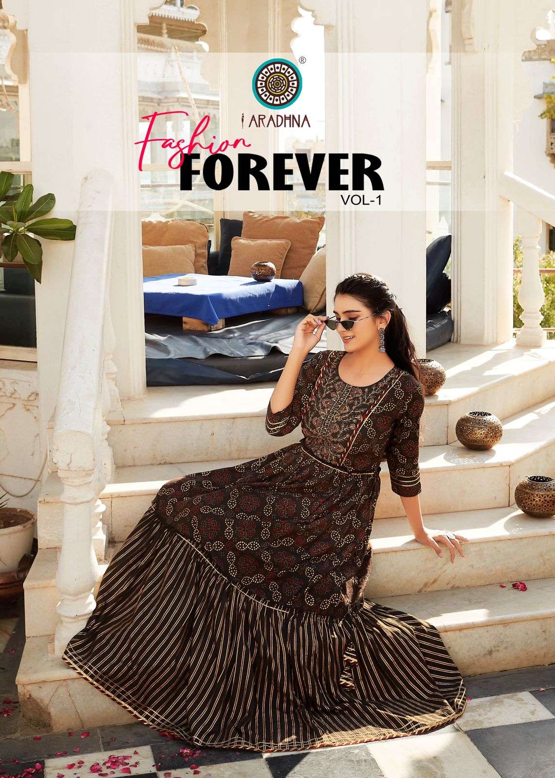 FASHION FOREVER VOL 1 BY ARADHNA BRAND 14 KG RAYON WITH FANCY WORK LONG GOWN KURTI WHOLESALER AND DE...