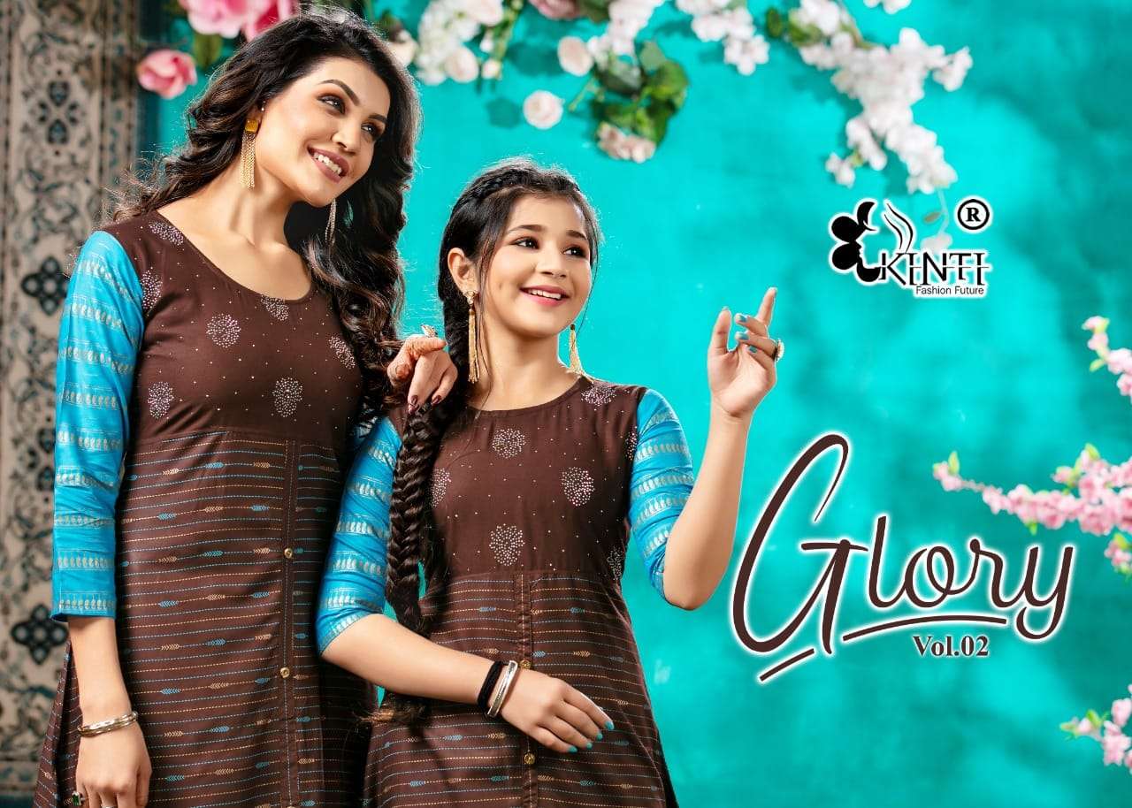 GLORY VOL 2 BY KINTI BRAND 14 KG RAYON WITH FOIL PRINT AND SWAROVSKI WORK A LINE KURTI WHOLESALER AN...