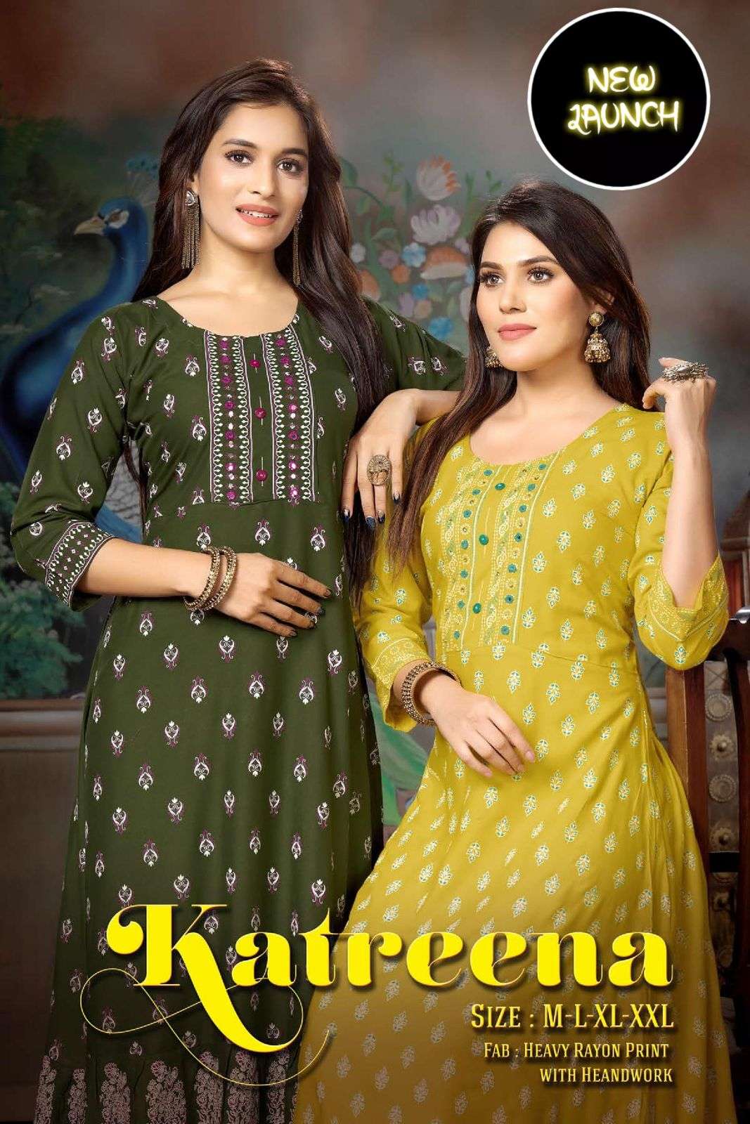 KATREENA VOL 1 BY S3FOREVER  BRAND HEAVY RAYON WITH CLASSY PRINT AND HANDWORK LONG GOWN KURTI WHOLES...