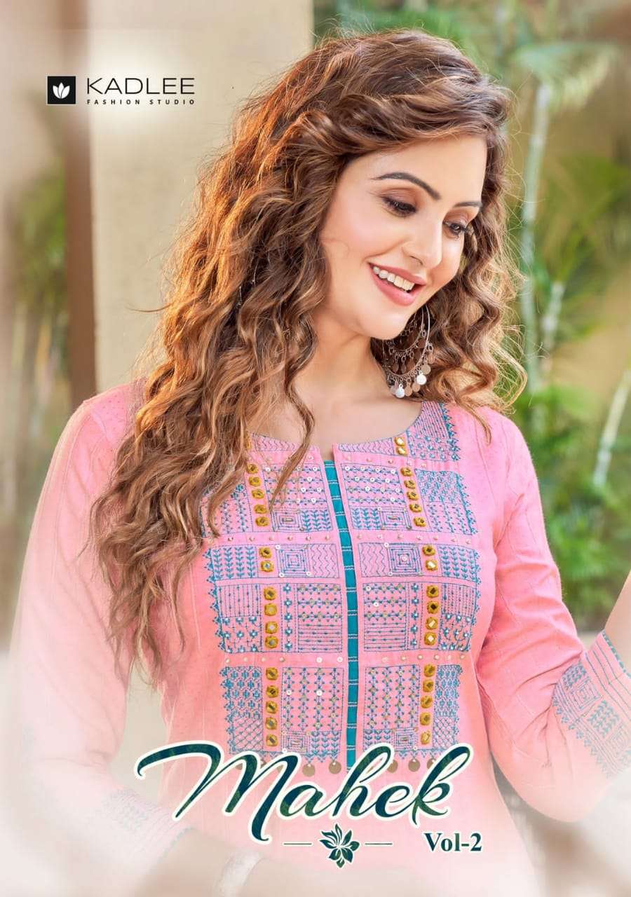 MAHEK VOL 2 BY KADLEE BRAND RAYON WEAVING LUREX HANDWORK AND EMBROIDERY WORK KURTI  WHOLESALER AND D...