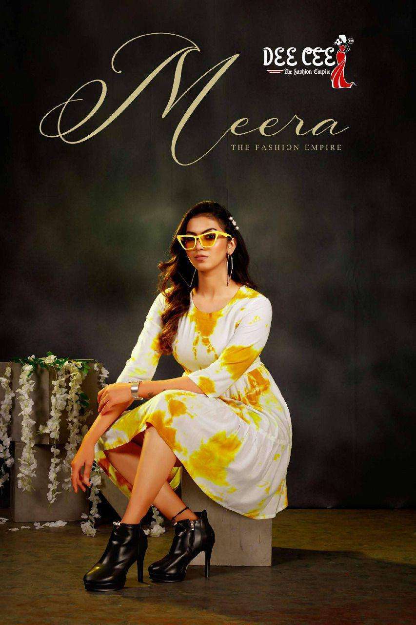 MEERA BY DEE CEE BRAND HEAVY RAYON SIBORI PRINT TIE DYE FROCK STYLE SHORT TOP KURTI WHOLESALER AND D...