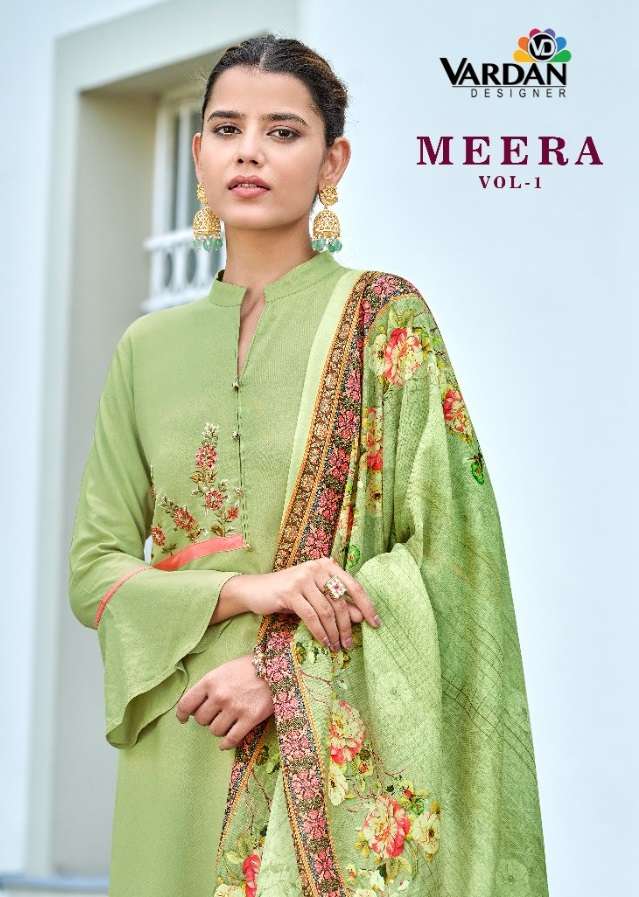 MEERA VOL 1 BY VARDAN DESIGNER BRAND HEAVY 14 KG RAYON WITH EMBROIDERY WORK KURTI WITH 14 KG RAYON P...