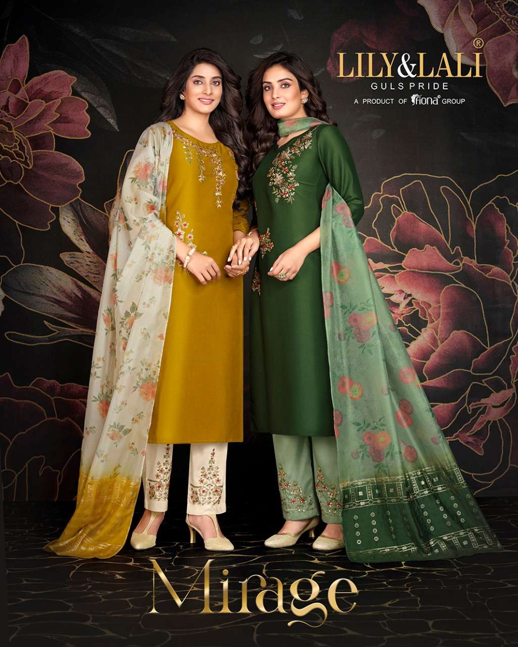 MIRAGE BY LILY & LALI BRAND PURE HANDWORK ON BEMBERG SILK KURTI WITH SILK MOBILE POCKET PANT AND DIG...