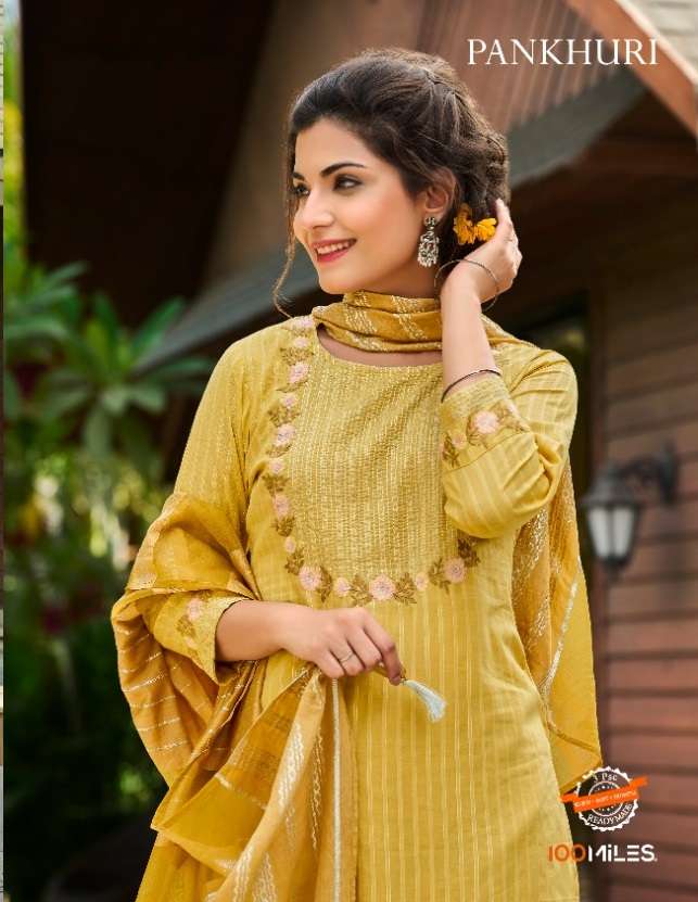 PANKHURI BY 100MILES BRAND PURE COTTON WITH HEAVY EMBROIDERY WORK KURTI WITH COTTON INNER AND PANT A...