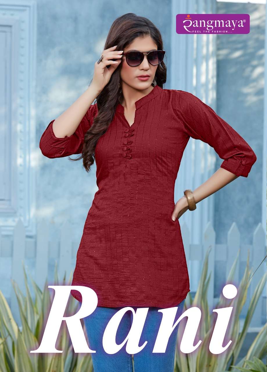 RANI BY RANGMAYA BRAND HEAVY RAYON WITH SEQUENCE WORK FANCY LONG TOP WHOLESALER AND DEALER