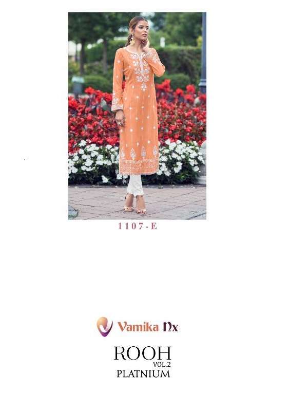 ROOH VOL 2 PLATNIUM BY VAMIKA BRAND PURE 14KG RAYON VISCOSE WITH LAKHNAWI WORK KURTI WITH RUBBY COTT...