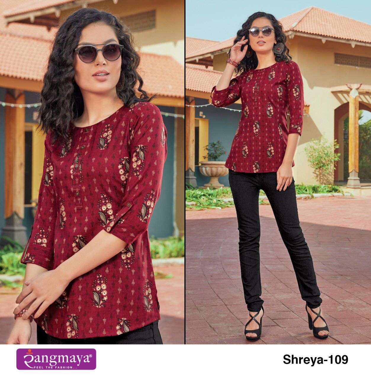 SHREYA BY RANGMAYA BRAND HEAVY COTTON SLUB WITH FANCY FOIL PRINT LONG TOP WHOLESALER AND DEALER