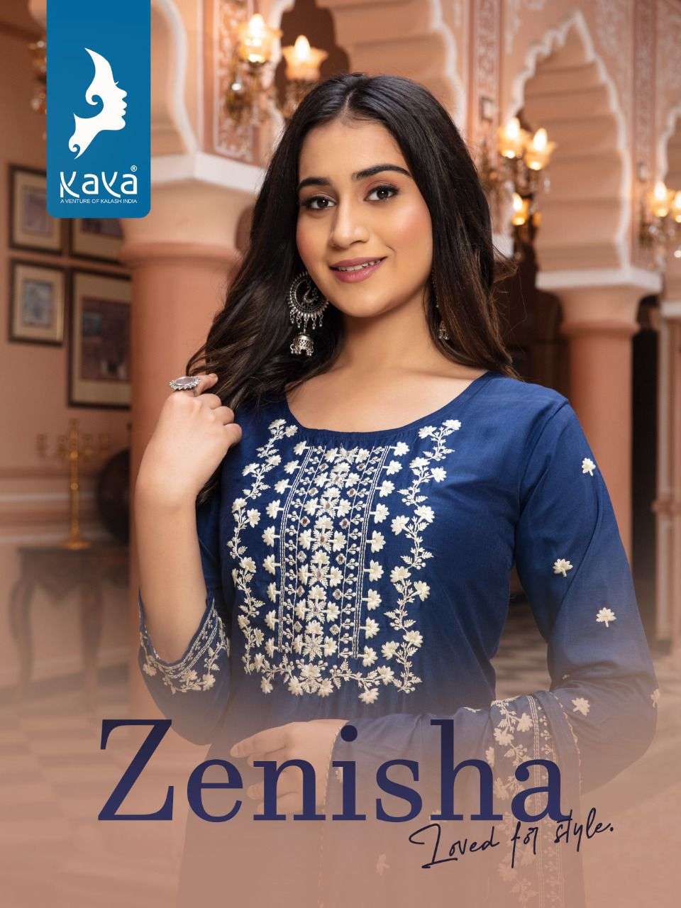 ZENISHA BY KAYA KURTI BRAND MUSLIN NECK EMBROIDERY WORK KURTI WITH INNER WITH MUSLIN PANT AND MUSLIN...