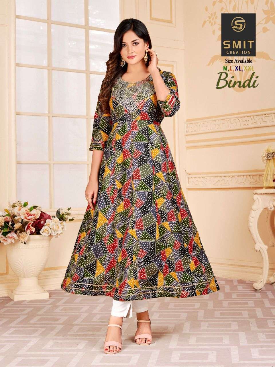 BINDI BY POONAM DESIGNER BRAND PURE COTTON SLUB PRINT GOWN KURTI WHOLESALER AND DEALER 