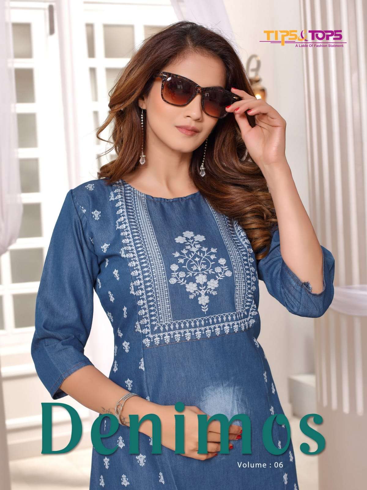 DENIMOS VOL 06  BY TIPS AND TOPS  BRAND COTTON DENIM A LINE KURTI WHOLESALER AND DEALER