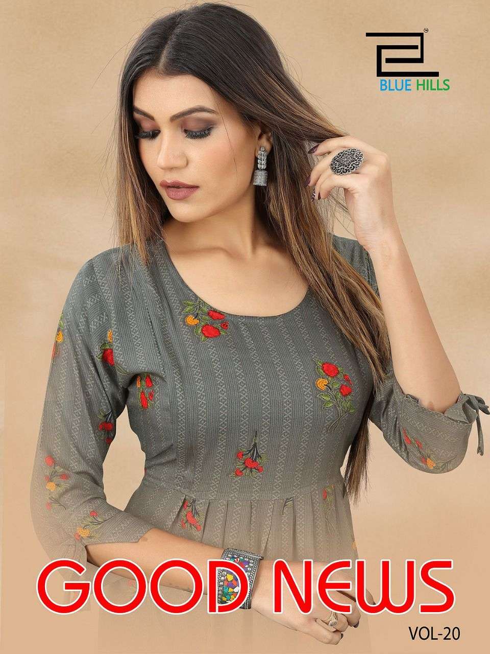 GOOD NEWS VOL 20 BY BLUE HILLS BRAND EMBROIDERY WORK FANCY KURTI WHOLESALER AND DEALER 