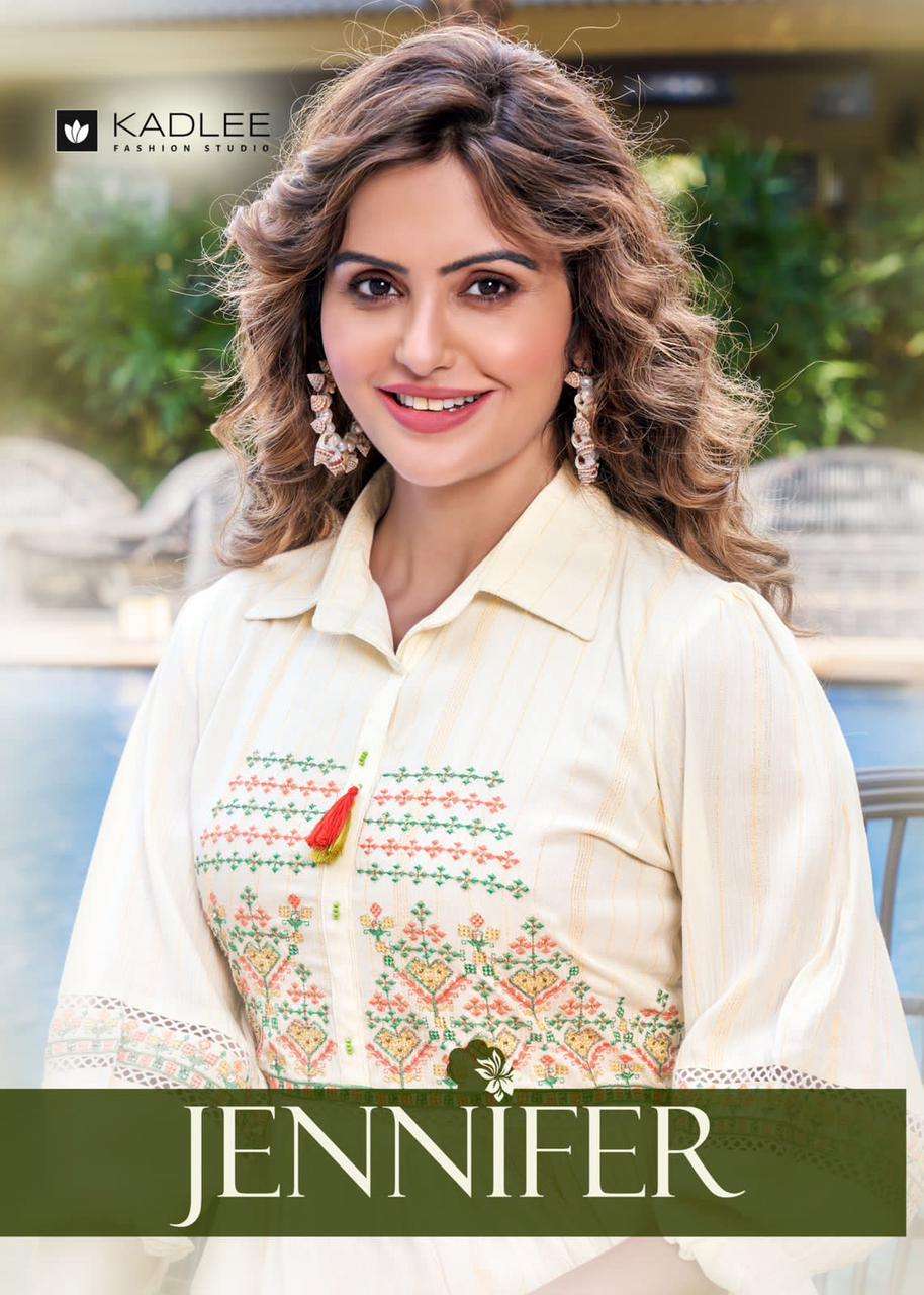 JENNIFER BY KADLEE BRAND FABRIC VISCOSE RAYON WRINKLE LONG FROCK STYLE KURTI WHOLESALER AND DEALER