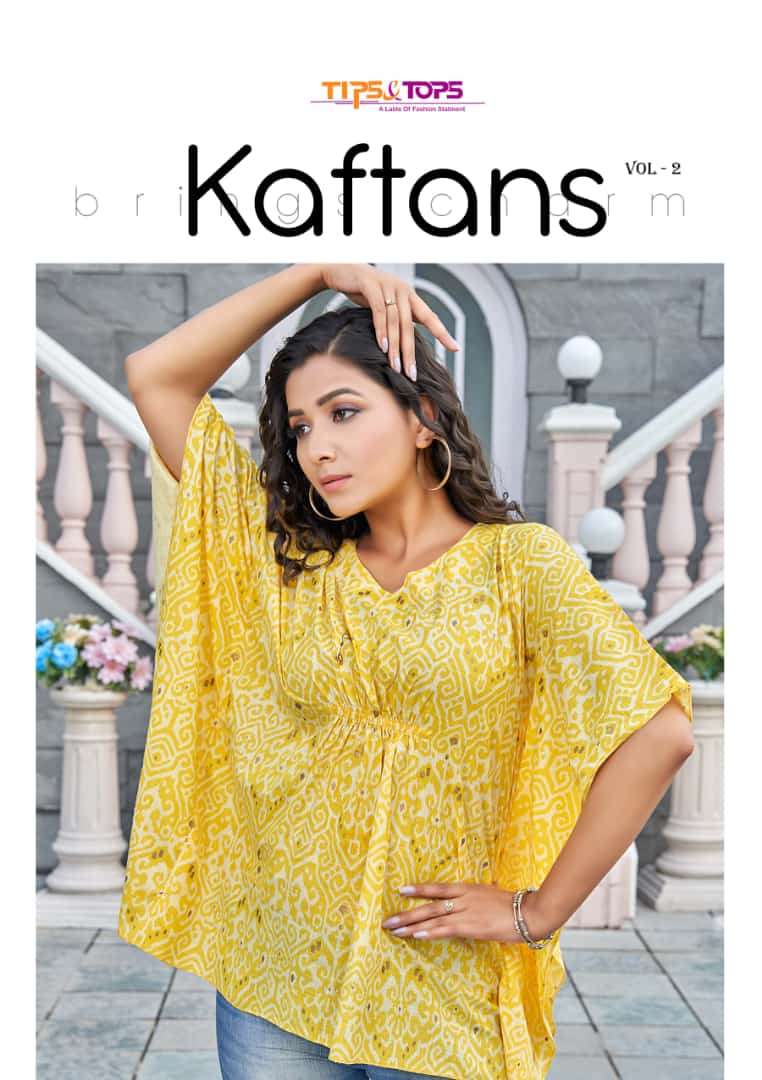 KAFTAN VOL 02 BY TIPS AND TOPS BRAND  HEAVY RAYON SLUB WITH FANCY PRINT KAFTAN SHORT TOP WHOLESALER ...