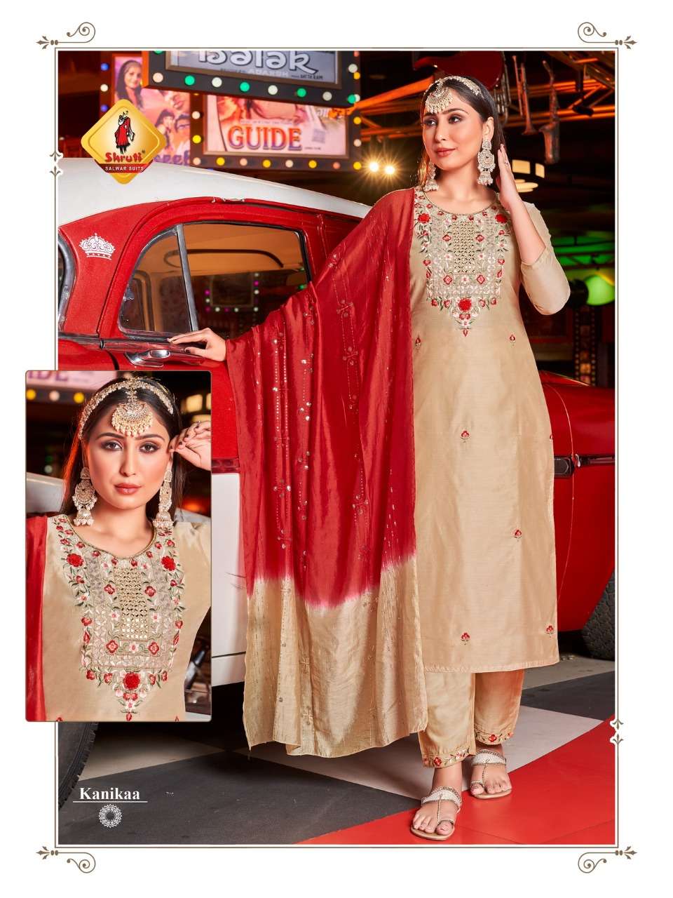 KKHWAB VOL 2 BY SHRUTI BRAND VISCOSE EMBROIDERY WORK.WITH COTTON SATIN PANT AND FANCY DUPATTA WHOLES...