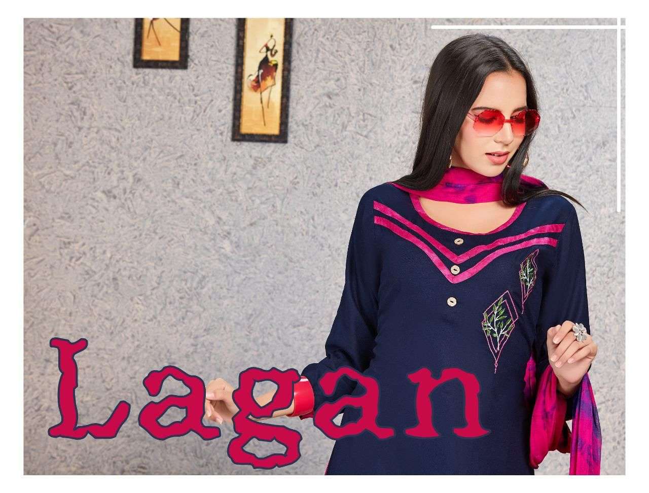 LAGAN BY S3FOREVER BRAND FABRIC RAYON 14 GM EMBROIDERYWORK LONG KURTI WITH FANCY FABRIC PANT AND NAZ...