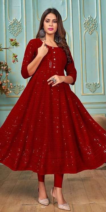 LAILA BY SAMARA BRAND RAYON WITH SHIFFLI WORK FROCK STYLE KURTI WHOLESALER AND DEALER