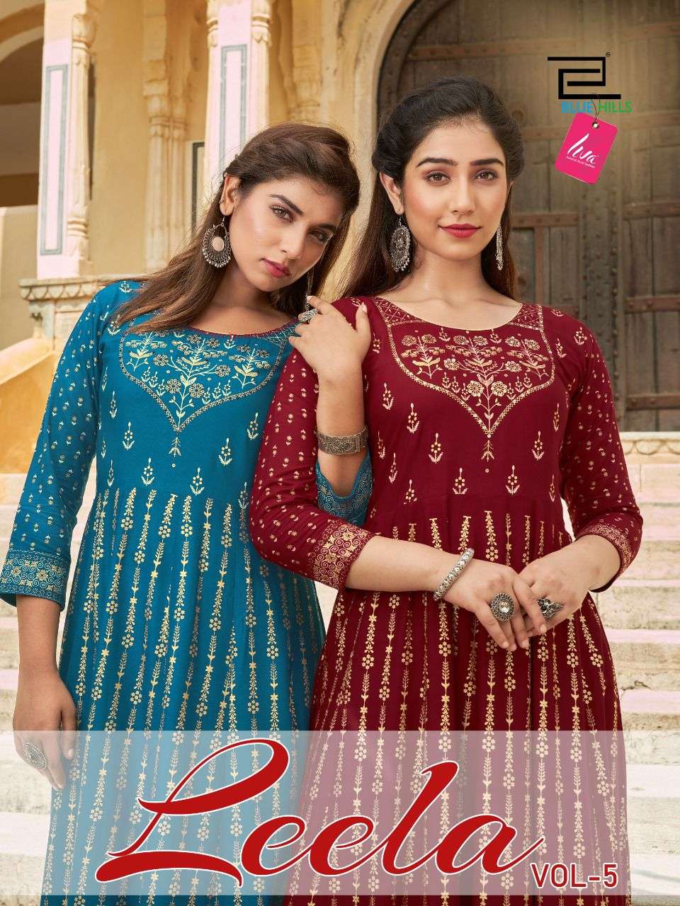   LEELA VOL.5 BY BLUE HILLS BRAND RAYON 14KG FOIL PRINT GOWN WHOLESALER AND DEALE