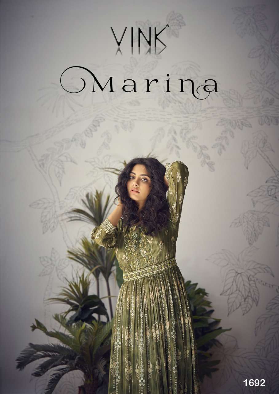 MARINA BY VINK BRAND CHIFFON DIGITAL PRINT HANDWORK GOWN WITH HANDWORK BELT WHOLESALER AND DEALER