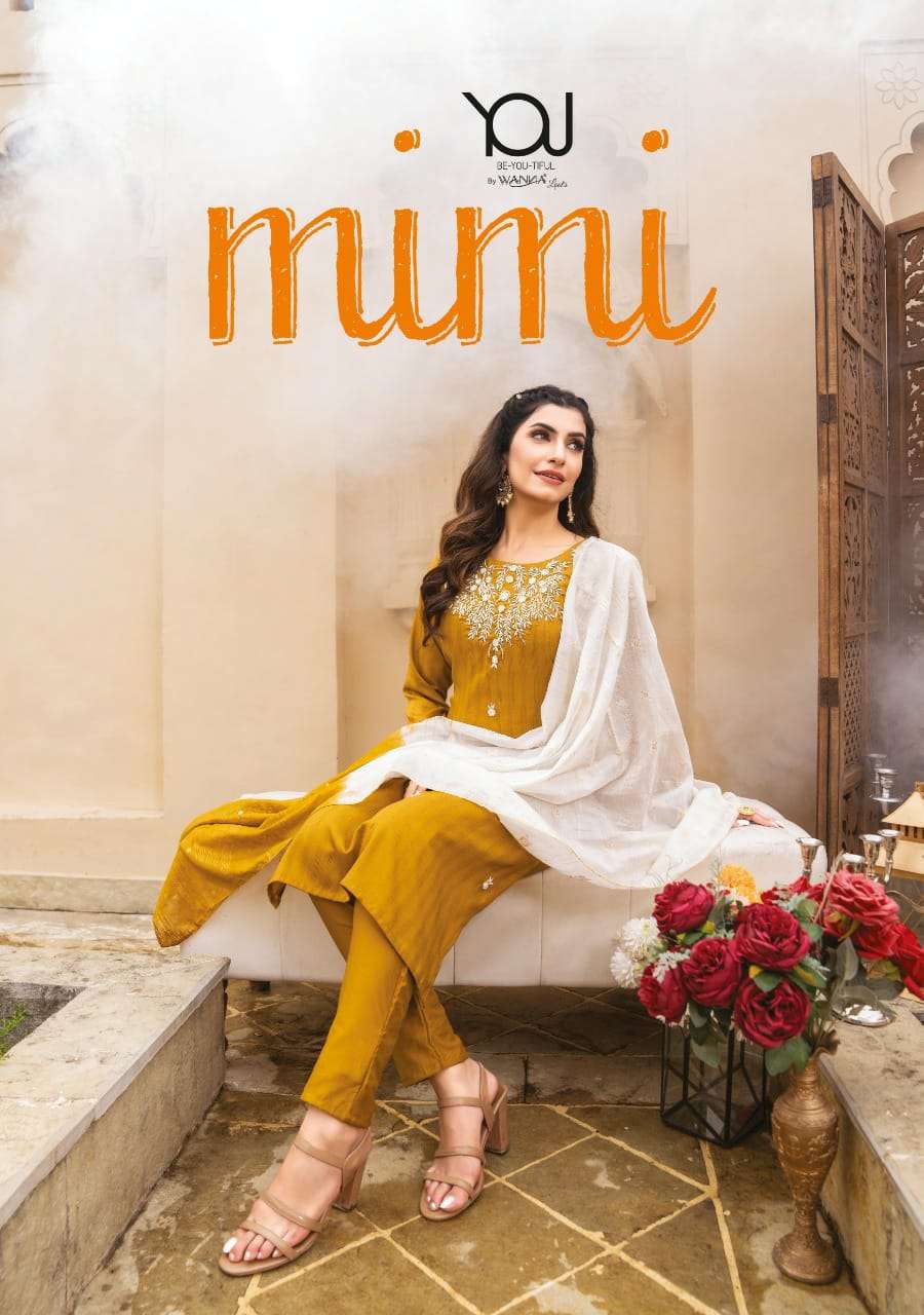 MIMI BY WANNA BRAND FANCY CHINON SILK HEAVY HAND WORK KURTI WITH SILK PANT AND FANCY DUPATTA  WHOLES...