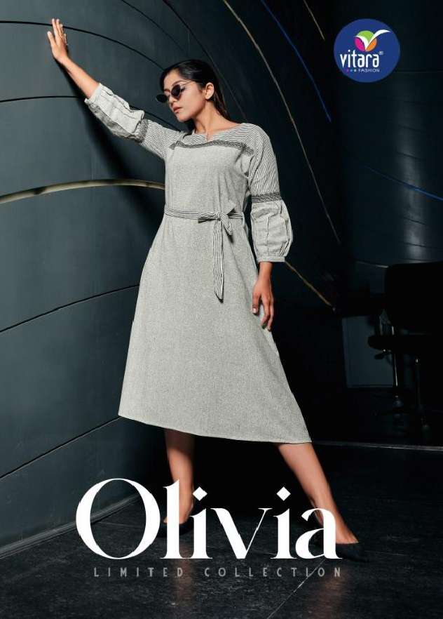 OLIVIA BY VITARA FASHION BRAND FABRIC COTTON STYLESH WITH  LONG FROCK STYLE KURTI  WHOLESALER AND DE...