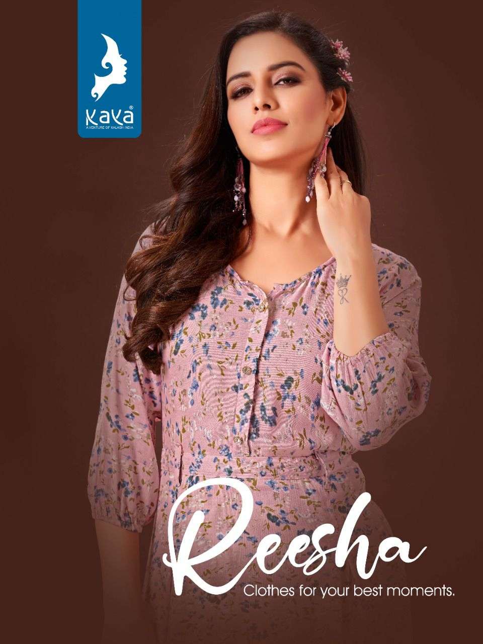 REESHA BY KAYA BRAND FABRIC  RAYON WRINKLE PRINT FROCK STYLE KURTI  WHOLESALER AND DEALER