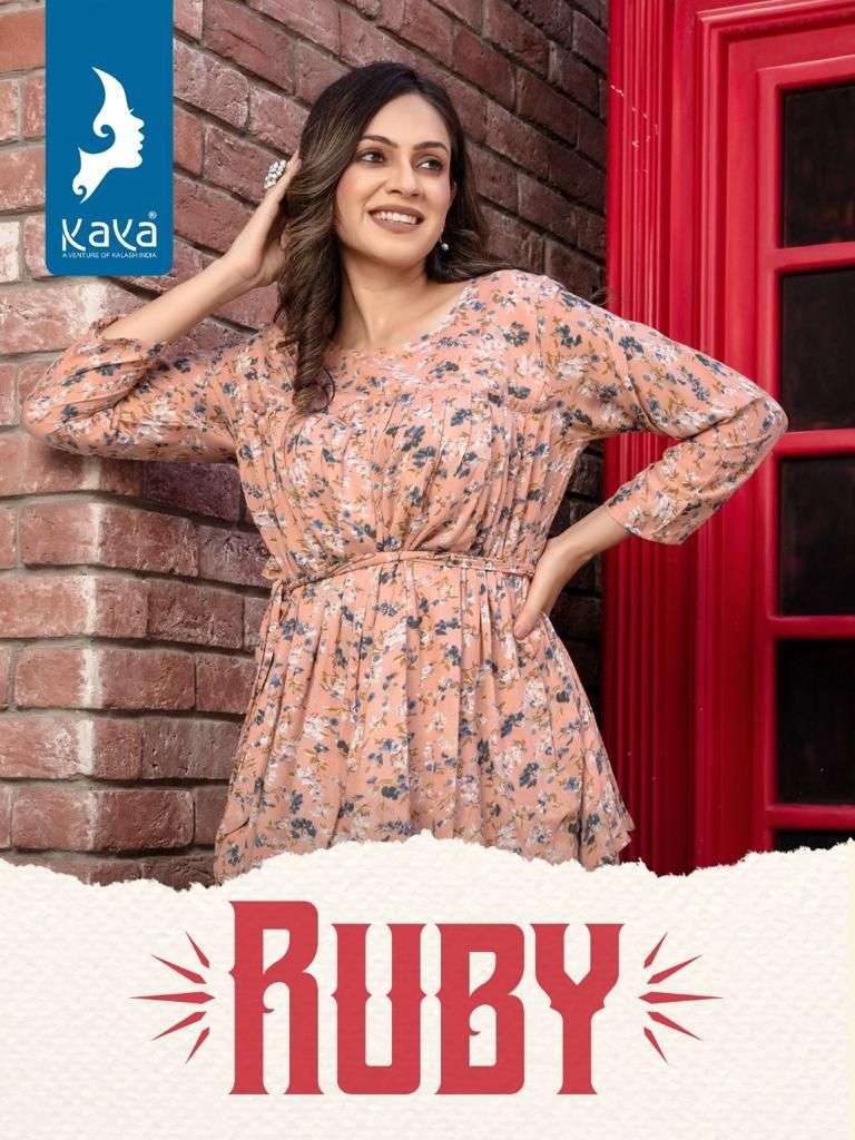 RUBY BY KAYA BRAND RAYON FANCY SHORT KURTI WHOLESALER AND DEALER