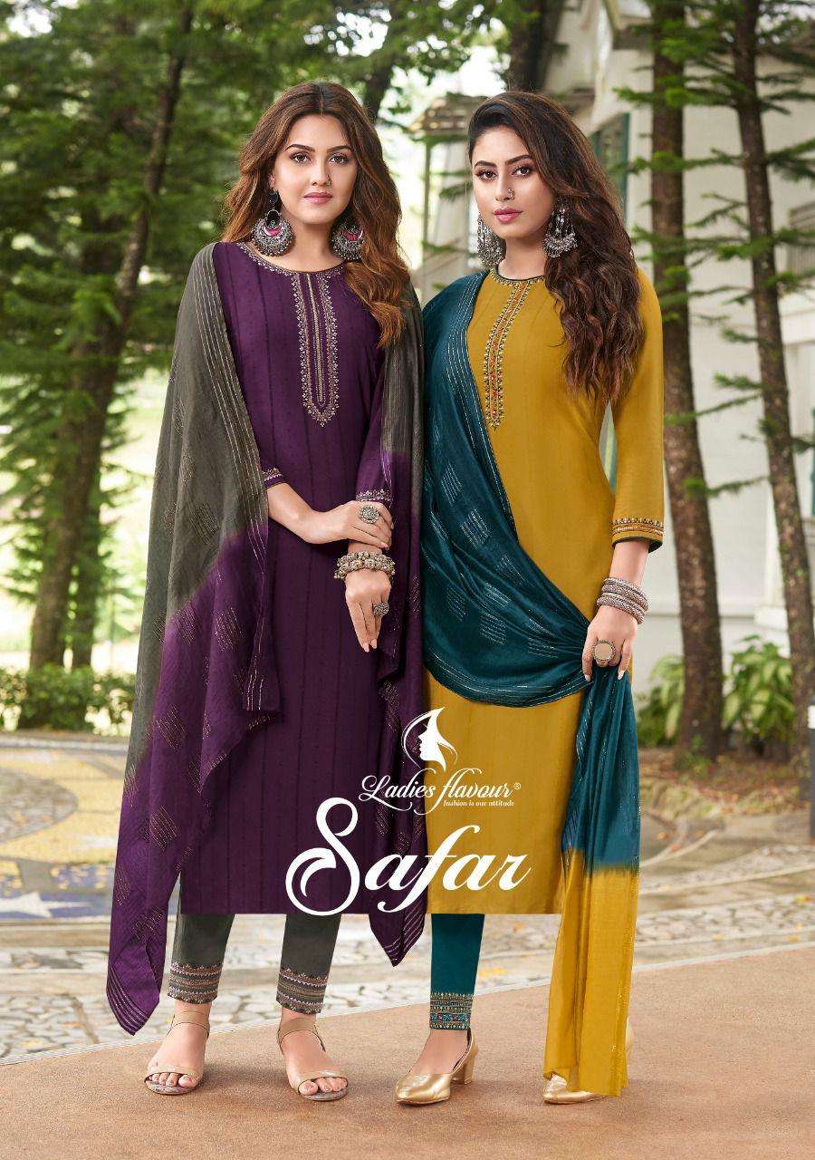 SAFAR BY  LADIES FLAVOUR BRAND FABRIC FANCY VISCOSE HEAVY EMBROIDERY WORK KURTI WITH HEAVY RAYON SLU...