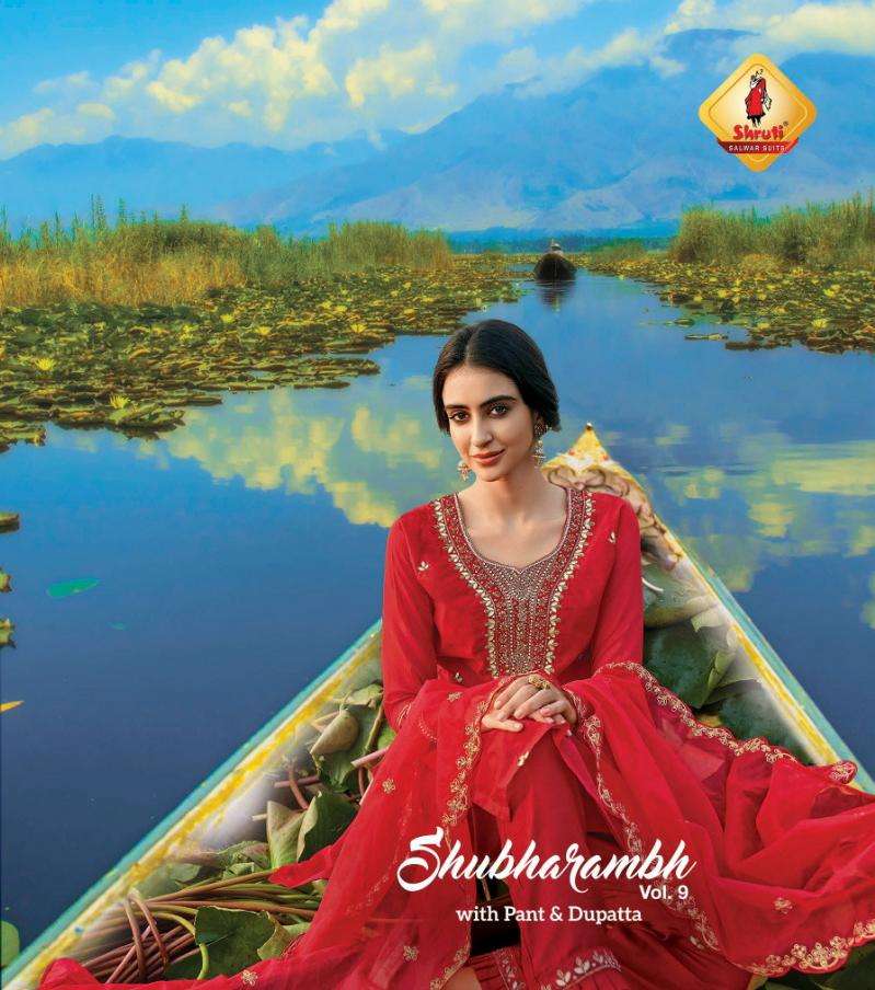 SHUBHARAMBH VOL- 9 BY SHRUTI SUITS BRAND VISCOSE MUSLIN MODAL HANDWORK KURTI PURE GLAZE COTTON SATIN...