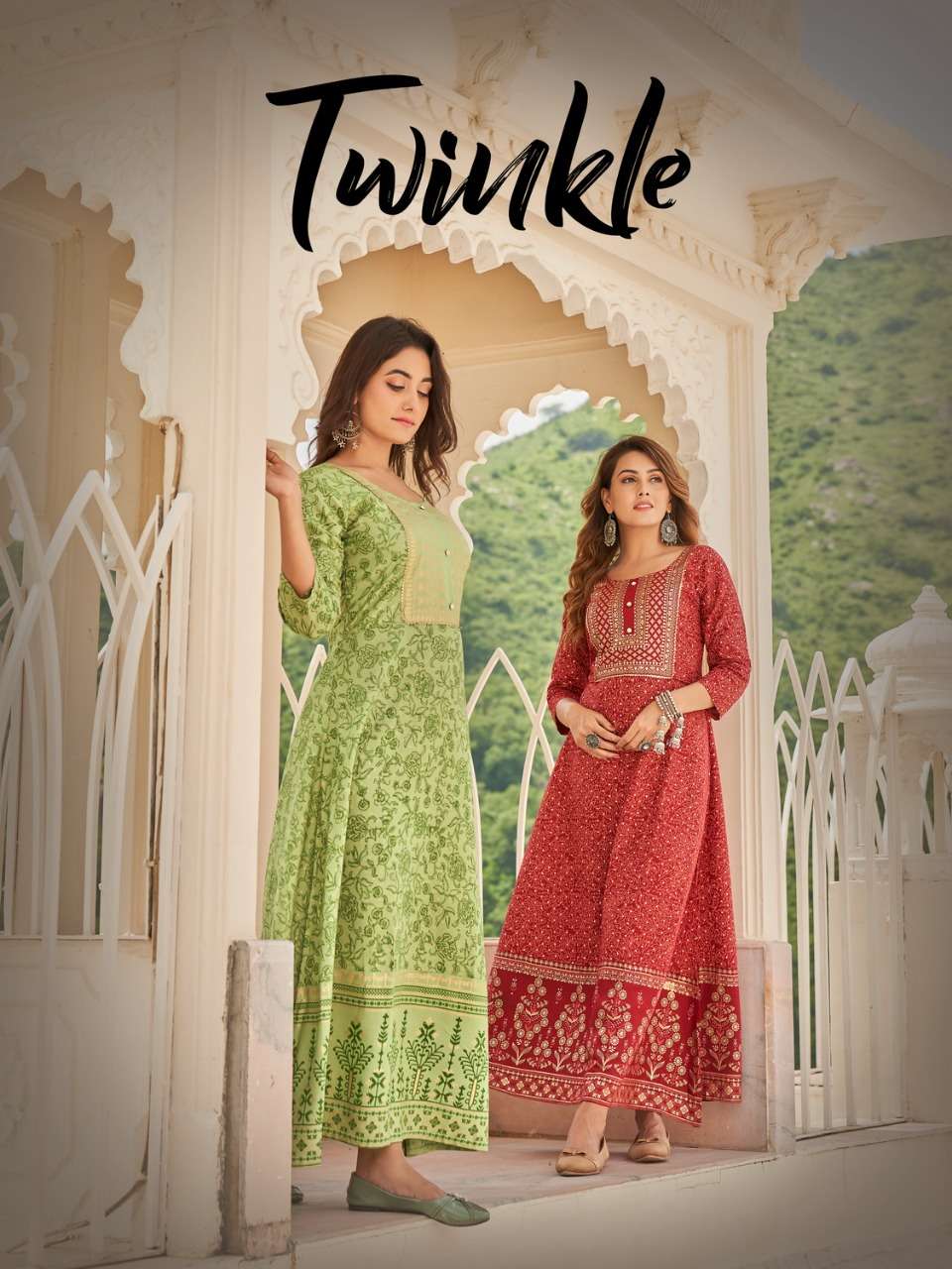 TWINKLE VOL 1 BY RADHIKA LIFESTYLE BRAND FANCY LONG GOWN PATTEN KURTI WHOLESALER AND DEALER