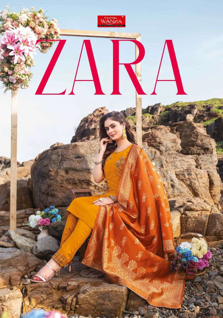 ZARA BY WANNA BRAND PURE CHINON SILK FABRIC HANDWORK EMBROIDERY KURTI WITH INNER WITH HANDWORK CLASS...