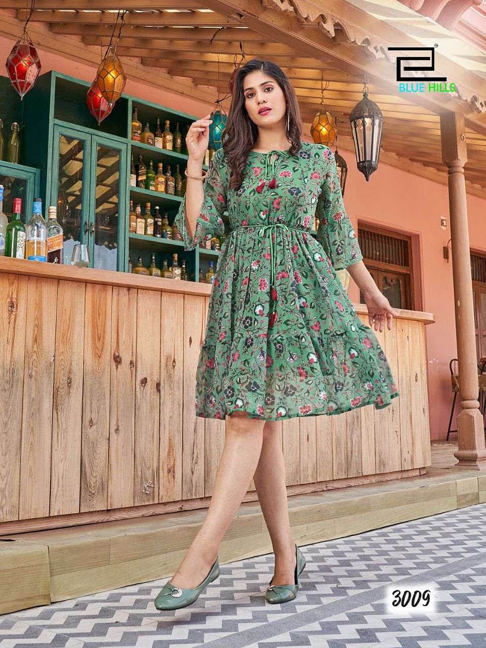  CHARMING VOL-3 BY BLUE HILLS BRAND JORJET DIGITAL PRINT STYLISH SHORT KURTI WHOLESALER AND DEALER