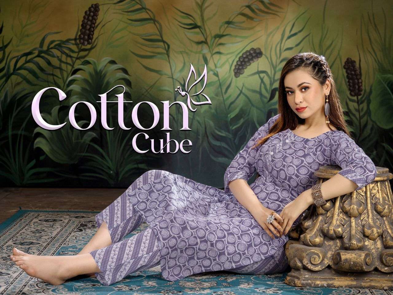 COTTON CUBE BY S3FOREVER BRAND HEAVY COTTON WITH CLASSY PRINT STRAIGHT KURTI WITH COTTON PANT WHOLES...