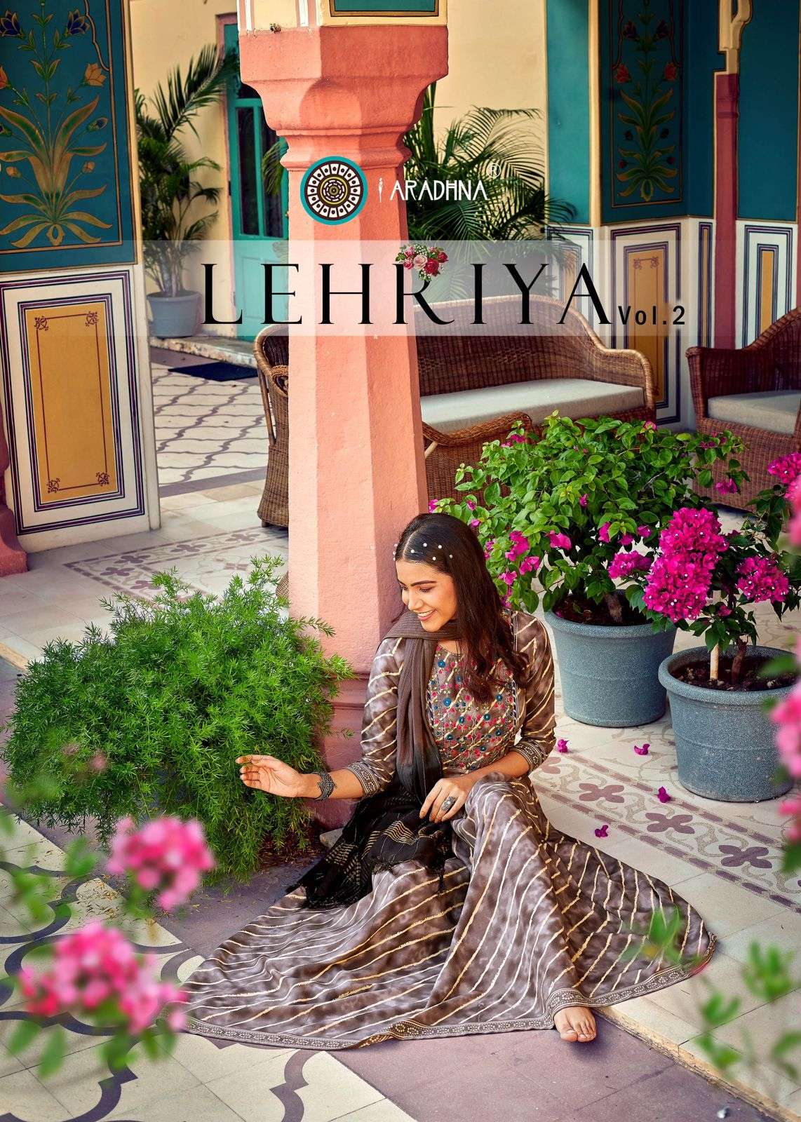  LEHRIYA VOL 2 BY ARADHNA BRAND RAYON 14 KG EMBROIDERY WORK STYLISH LONG ANARKALI KURTI WITH BANARAS...