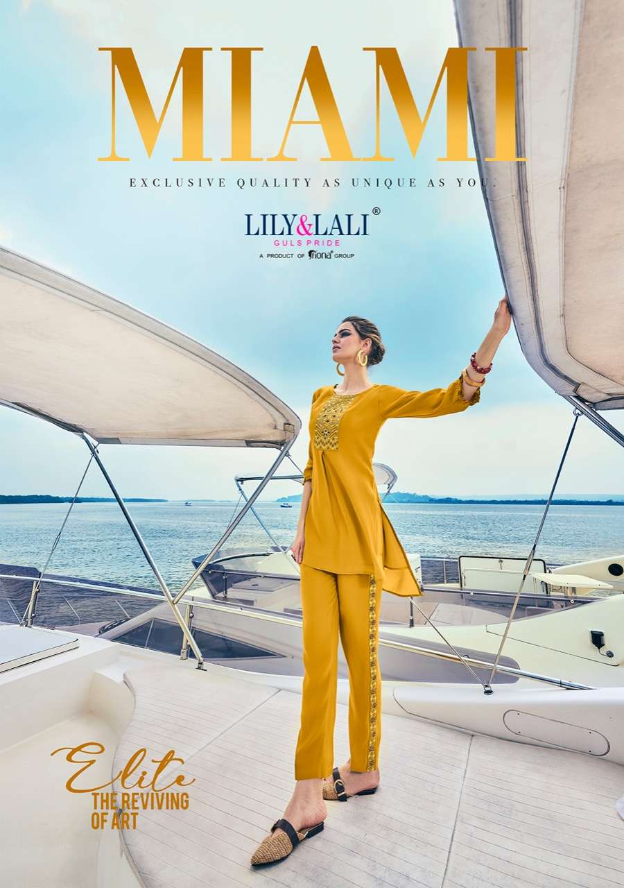 MIAMI BY  LILY AND LALI BRAND FABRIC SILK HEAVY EMBROIDERY WORK KURTI WITH FANCY CODING WORK SIDE ST...