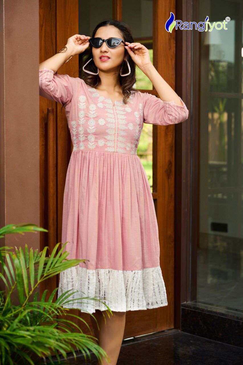 UNIQUE VOL 1 BY RANGJYOT BRAND VISCOS EMBROIDERY WORK FANCY FROCK STYLE SHORT KURTI  WHOLESALER AND ...