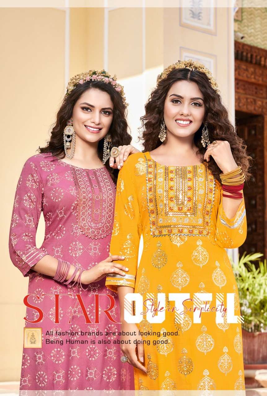 VICTORIA VOL-6 BY DIYA TRENDS BY BRAND FABRICS RAYON FOIL PRINT SEQUENCE EMBROIDERY WORK FANCY KURTI...