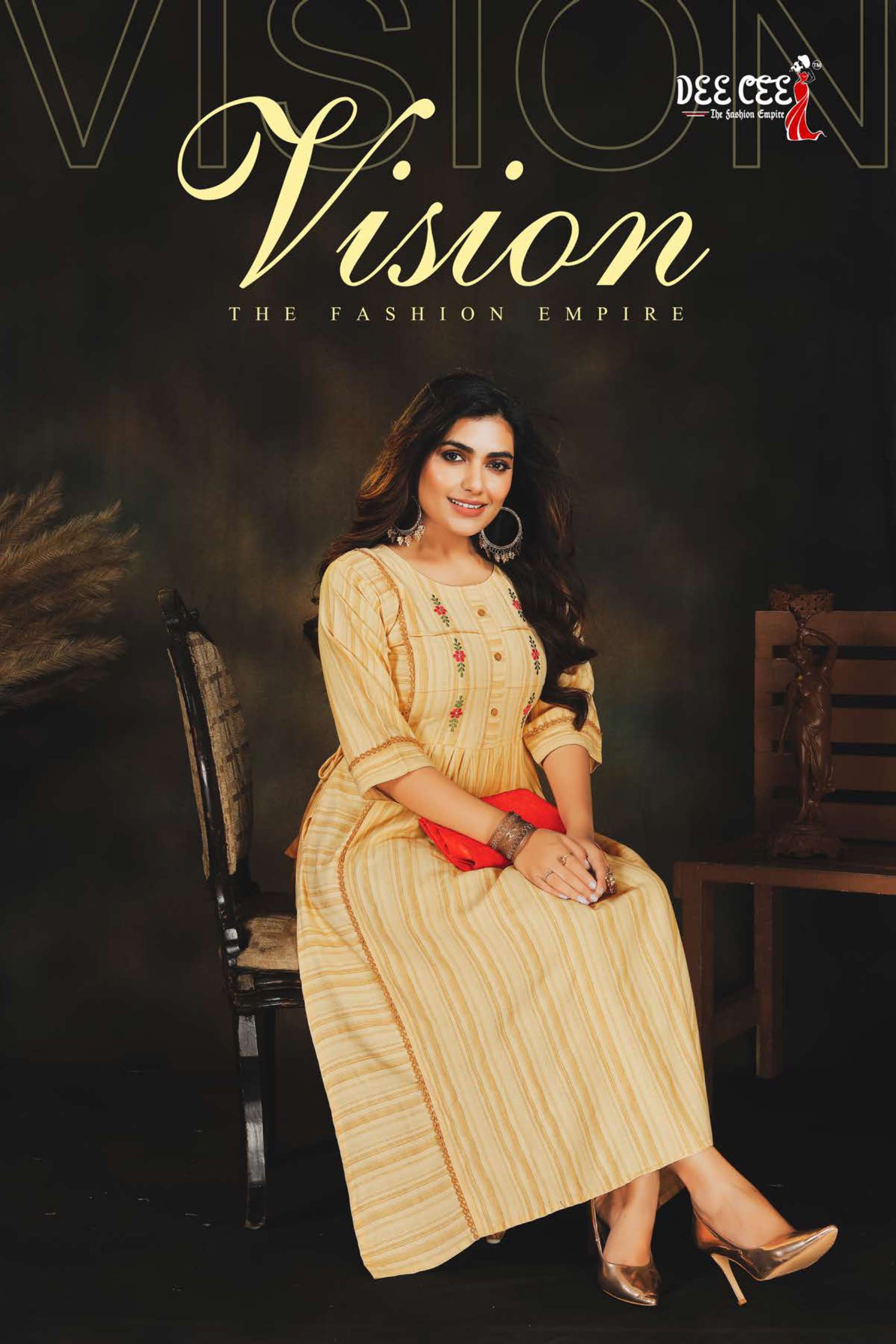 VISION BY DEE CEE BRAND RAYON VISCOSE WITH MANUAL WORK NAYRA CUT FROCK STYLE A-LINE KURTI WHOLESALER...